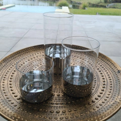 Calma florero de vidrio con base plata chico - kazaru