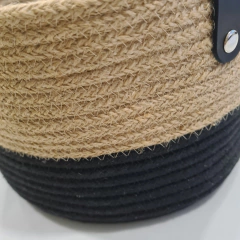 Cesto de Cuerdas combinado negro redondo 25x16cm - kazaru