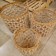 Canastos de Rattan trenzados con tela mediano 33cm en internet