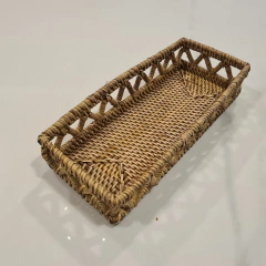 Bandeja rectangular zigzag Rattan 10x26cm - kazaru