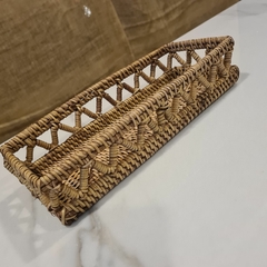 Bandeja rectangular zigzag Rattan 10x26cm - comprar online