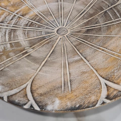 Bandeja redonda flor tallada de madera plato 35cm - kazaru