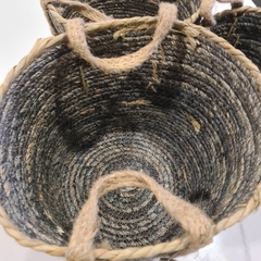 Cesto de Fibras Naturales gris con manijas canasto chico 20cm en internet