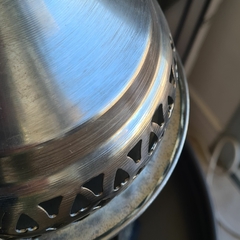 Farol Fanal Metalico plateado con vidrio grande conico 50cm en internet