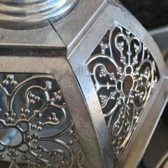 Farol Fanal Metalico plateado con vidrio chico 16x34cm - comprar online