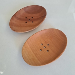 Jabonera de Madera Oval maciza sawoh chica 10cm