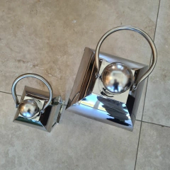 Farol Fanal Metalico plata con vidrio cuadrado mediano 44cm - kazaru