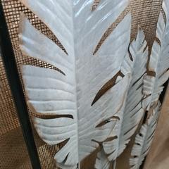 Friso decorativo adorno pared metal 6 hojas 90cm - kazaru