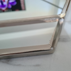 Bandeja espejada hexagonal plata grande 35cm - comprar online