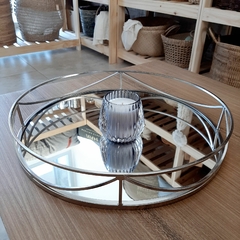 Bandeja espejada redonda plata grande 38cm - tienda online