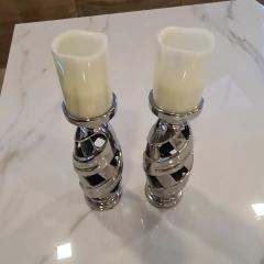 Imagen de Candelabro ceramica plata 28cm