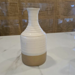 Florero combinado blanco beige chico 20cm - comprar online