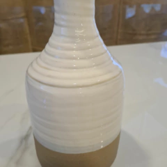 Florero combinado blanco beige chico 20cm en internet