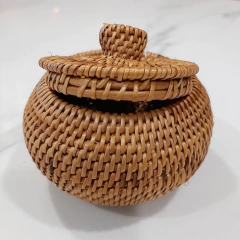 Caja redonda con tapa Rattan halus 10cm en internet