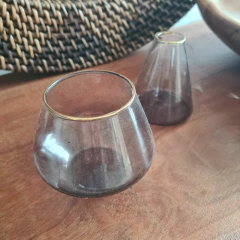 BECCA FLORERO CONICO GRIS BORDE DORADO - kazaru