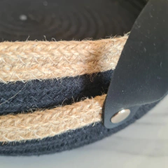 Cesto de Cuerdas combinado negro circular 30x5cm - kazaru