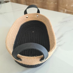 Cesto de Cuerdas combinado negro oval 31x19x8cm - comprar online