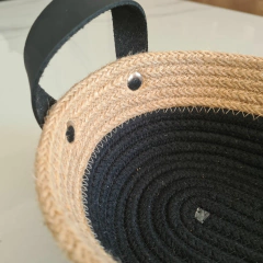 Cesto de Cuerdas combinado negro oval 31x19x8cm - kazaru