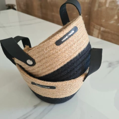 Cesto de Cuerdas combinado negro circular conico 17x12cm - kazaru