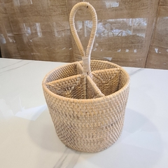 Porta cubiertos Rattan Bali vertical redondo blanco - comprar online