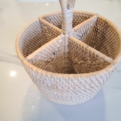 Porta cubiertos Rattan Bali vertical redondo blanco - tienda online