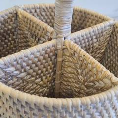 Porta cubiertos Rattan Bali vertical redondo blanco