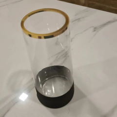 Florero conico base negra vidrio transparente 25cm - kazaru