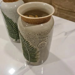 Florero botanico cuello bajo ceramica 26cm - comprar online