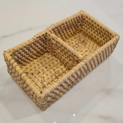 Imagen de Cesto chico doble Rattan 16x8cm sal azucar te