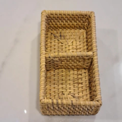 Cesto chico doble Rattan 16x8cm sal azucar te - tienda online