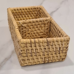 Cesto chico doble Rattan 16x8cm sal azucar te - comprar online