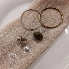Juego de 12 servilleteros anillo metalicos con cairel 5x14cm - comprar online