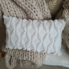 Almohadon peluche rombos Blanco 50x30cm