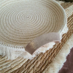 Cesto de Cuerdas lurex brillo bandeja flecos 32x4cm en internet