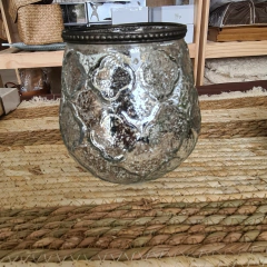 Portavela Fanal plata viejo vidrio mediano 13cm en internet