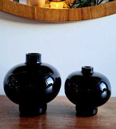 Rennes florero negro esfera chico 12x12cm - kazaru