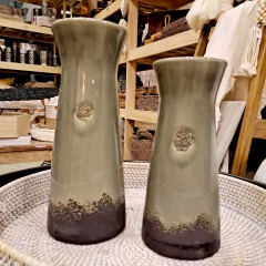 Florero gastado verde oxido cerámica grande 30cm - comprar online