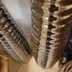 Florero cerámica anillos plateado XL 65cm - kazaru