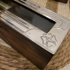 Caja de te alpaca y vidrio 3 divisiones - comprar online