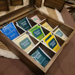Caja de te alpaca y vidrio 9 divisiones - tienda online