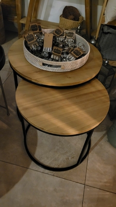 Juego de mesas nido ratonas circulares tapa madera 50x47 60x52cm - tienda online