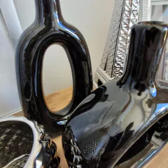 Nordic florero ceramica negro hueco alto - kazaru