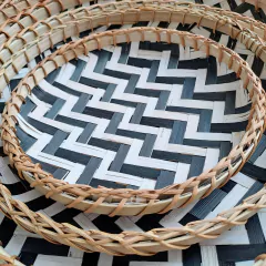 Imagen de Juego Bandejas Bambú Grandes negro combinado Cleo 50-45-40-35-30-25-20 cm