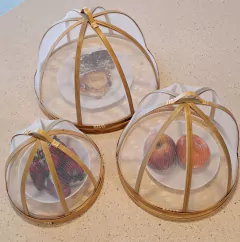 Juego x3 Bandejas con Tapa Tul Redondas - kazaru