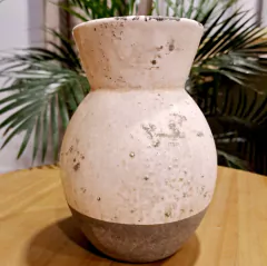 Florero Aspero Gastado Chico Beige/Cemento 18cm en internet