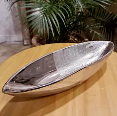 Centro de mesa oval cerámica plata 13x40cm en internet