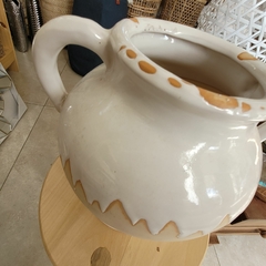 Jarron Blanco/Beige Vasija Ceramica 26Cm - kazaru