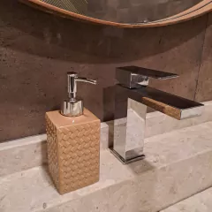 Dispenser Texturado Cerámica Beige 17cm - kazaru