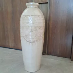 Jarrón mandala cerámica beige XL 72cm