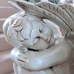 Angel sentado cerámica verde aqua 26cm - comprar online